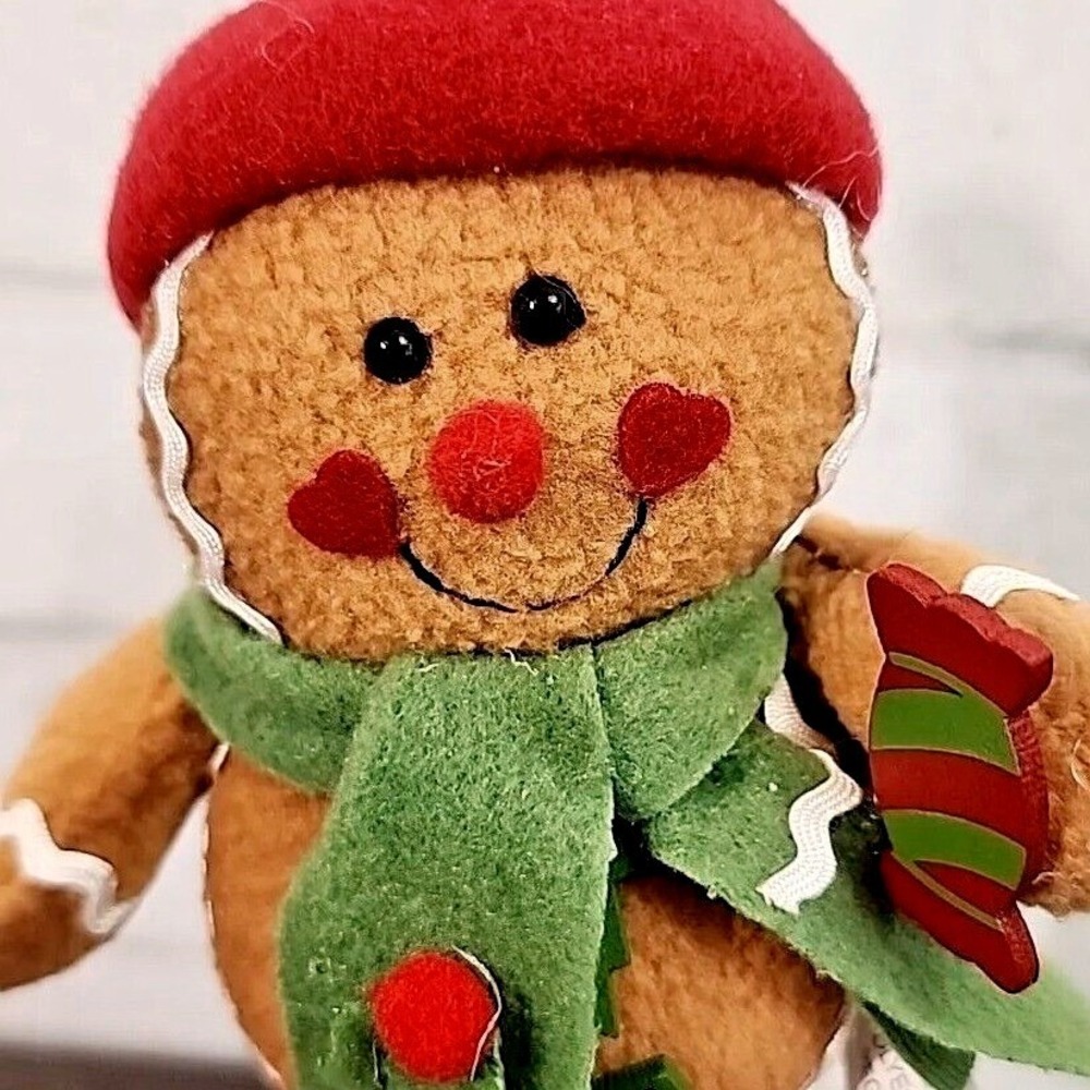 Gingerbread Man Plush Shelf Sitter Wiggler Christmas Tabletop Home Decor 9" NEW - Picture 2 of 8